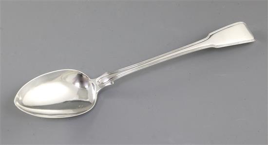 A large George III silver basting spoon, Length 12 ½”/314mm Weight: 5.2oz/147grms